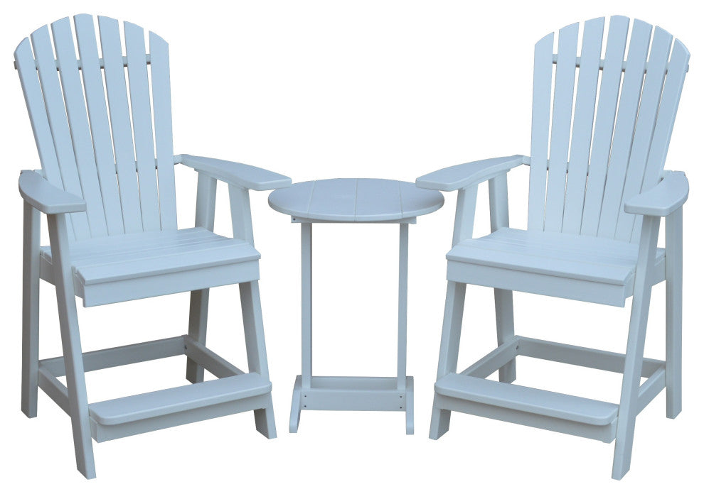 Poly Lumber Adirondack Chair with Arms, White, Counter Height