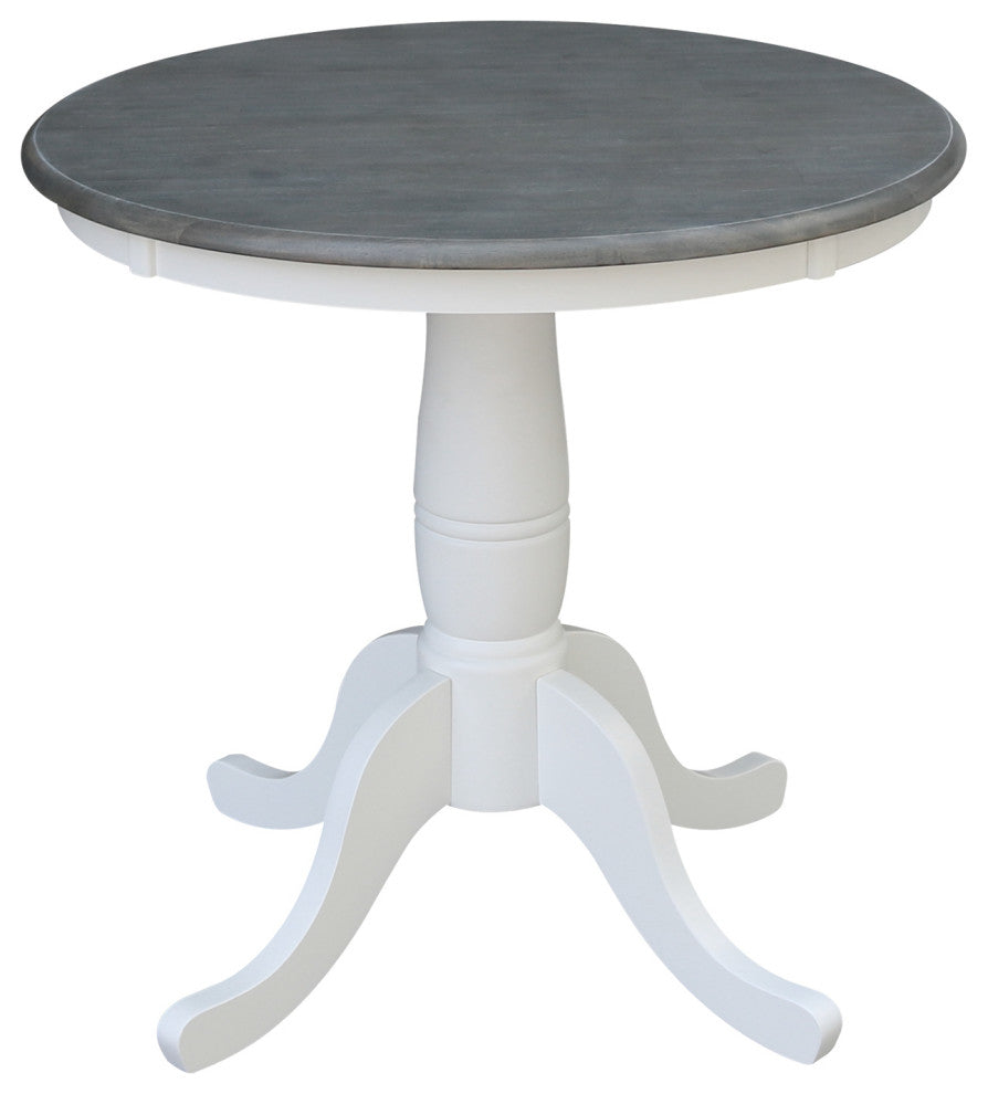 Round Top Pedestal Table, White/Heather Gray, 30 Inch Round