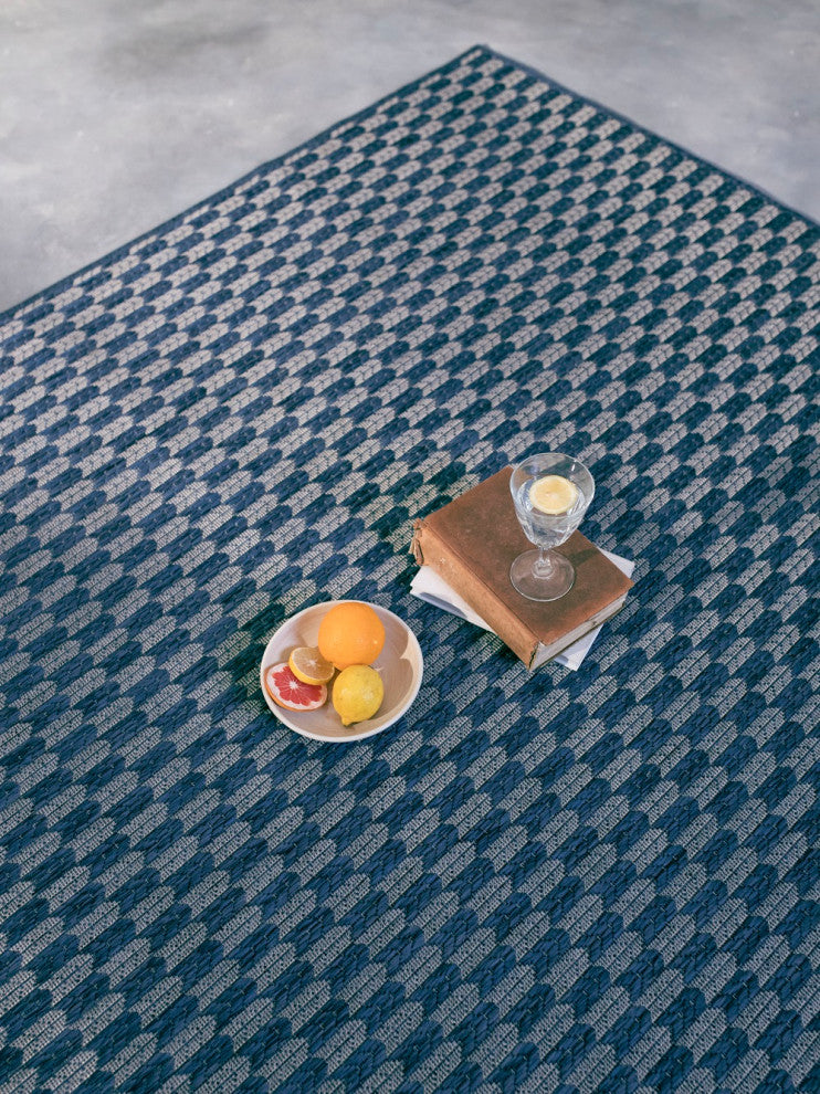 Outdoor Collection Geometric Rug - Bohemian Rug, Midnight Blue, 5'3"x7'6"