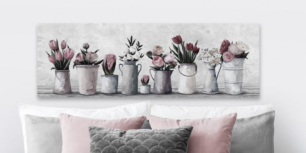 "Fresh Cut Flowers" Painting Print on Wrapped Canvas, 60"x20"