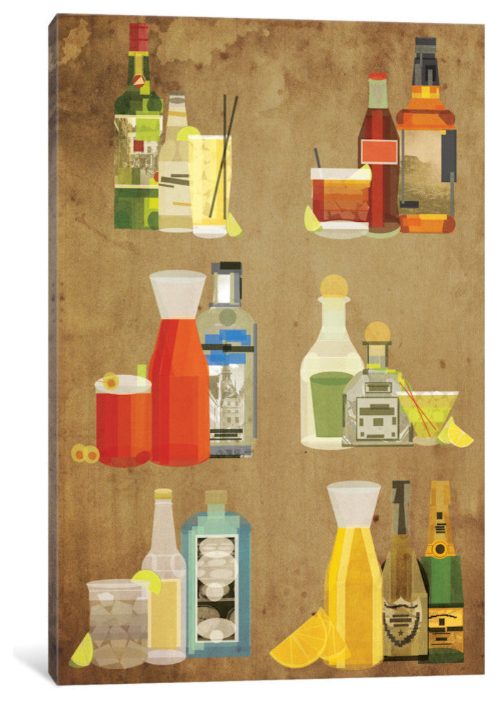 "Classic Cocktails" Print by 5by5collective, 26"x18"x1.5"