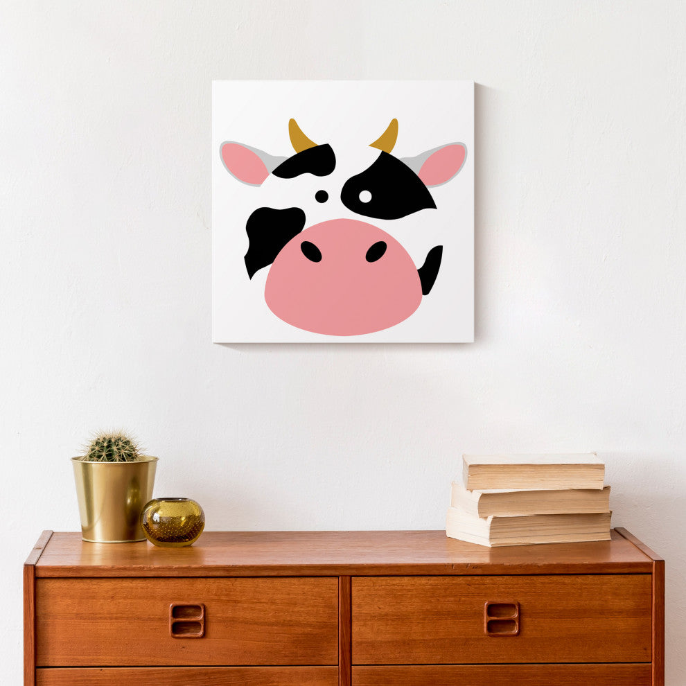 Cow Face 12x12 Canvas Wall Art