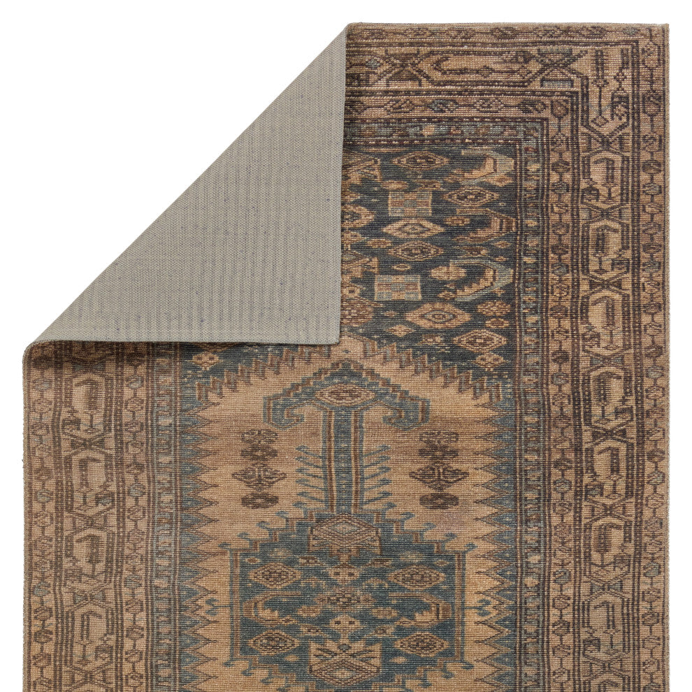 Machine Washable Jaipur Living Reeves Medallion Brown/ Blue Runner Rug 3'X10'