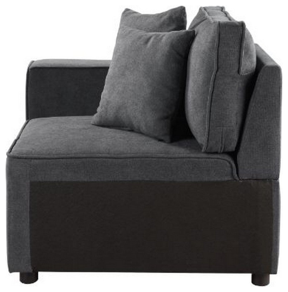 Benzara BM250701 Modular Left Facing Chair With Loose Back Pillow, Gray