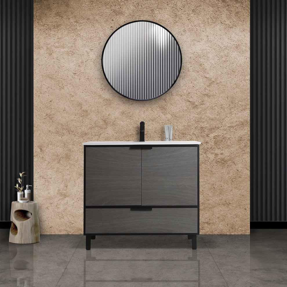 Fine Fixture Bathroom Vanity and Sink, 24"Clasic Gray ADA Compliant, Classic Gra