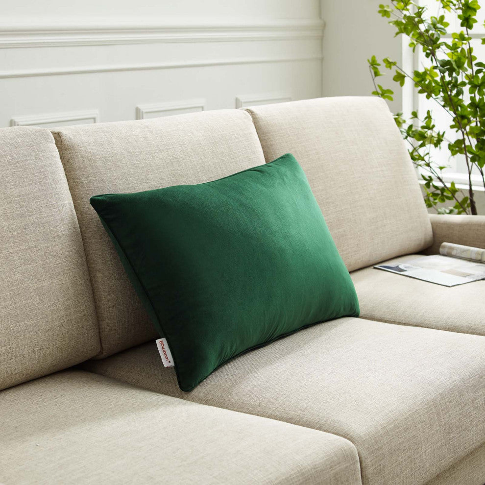 Accent Throw Pillow, Velvet, Green, Modern, Living Lounge Hotel Hospitality