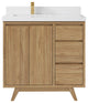 Madison  Teak 36 Left Offset Bath Vanity Golden Teak 2" White Quartz