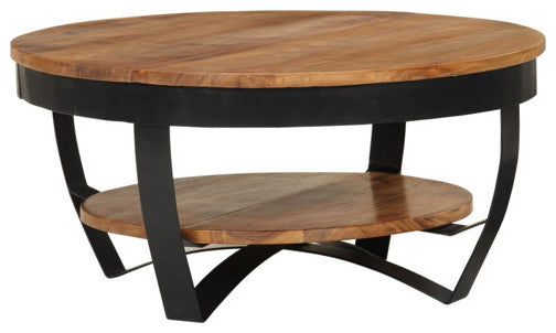 vidaXL Accent Table With Shelf, Solid Acacia Wood, 25.6"x12.6"