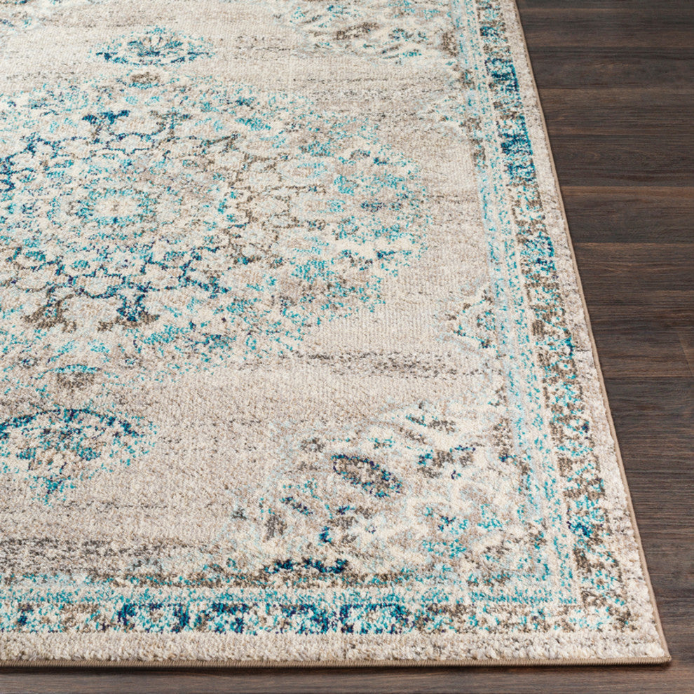 Morocco Updated Traditional Light Gray, Camel Area Rug, 2'x3'