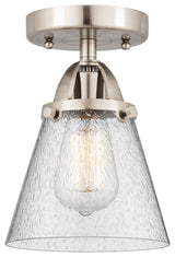 Small Cone Semi-Flush Mount, Brushed Satin Nickel, Seedy, Seedy