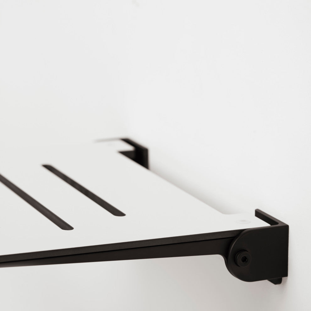Seachrome SlimLine Folding Wall Mount Shower Seat, White With Matte Black