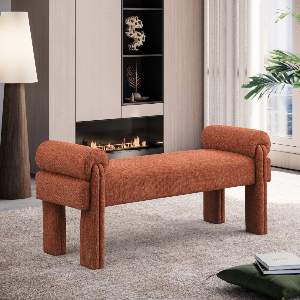 Stefano Upholstered Bench, Cognac