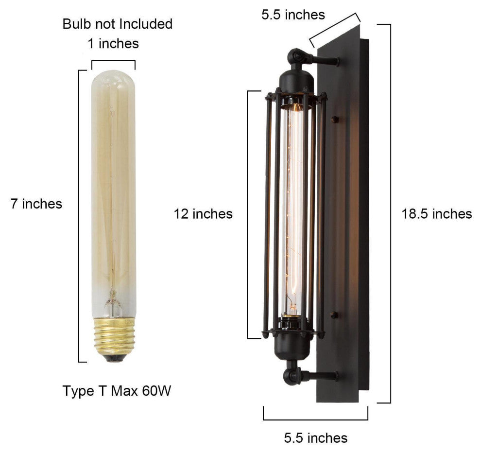 LNC 1-Light Matte Black Modern Thermometer-Like Wall Sconce For Foyer
