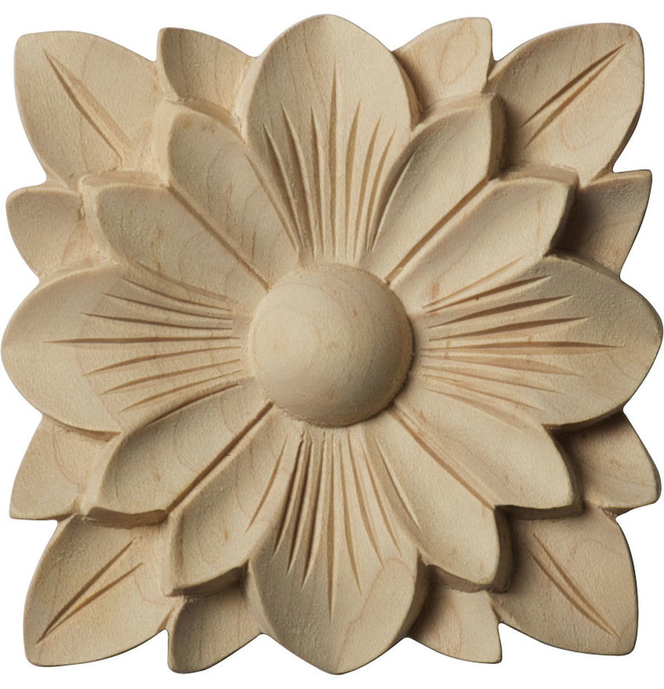 3 1/2"W x 3 1/2"H x 1/2"P Springtime Rosette, Rubberwood