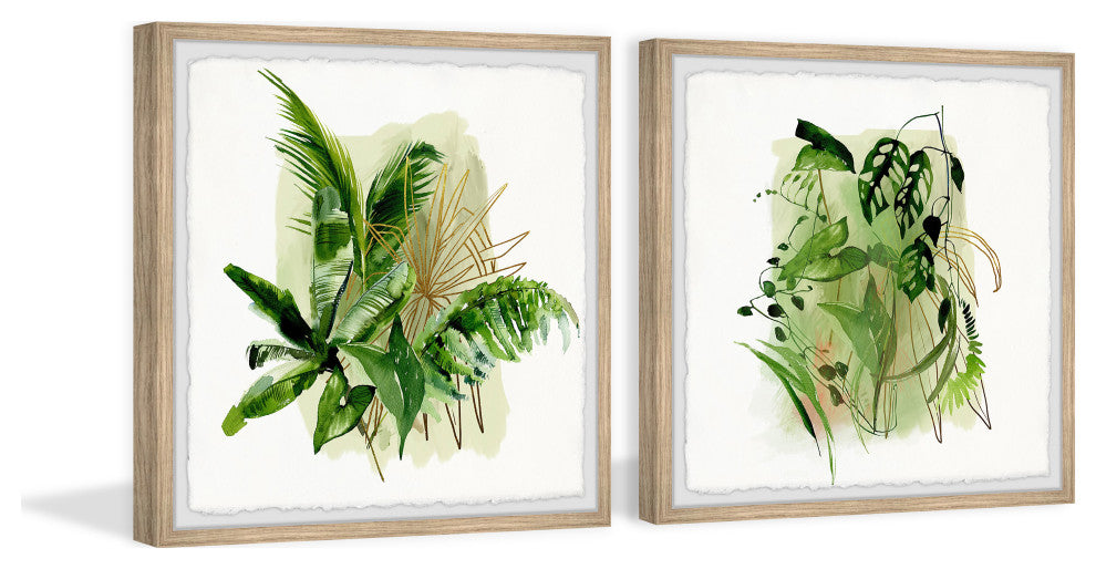 Glowing Greens Diptych, 2-Piece Set, 32x32 Panels