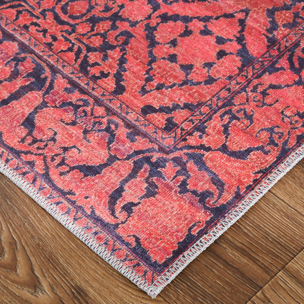 Welch Oriental Machine Washable Pink/Blue Rug, 10'6"x14'