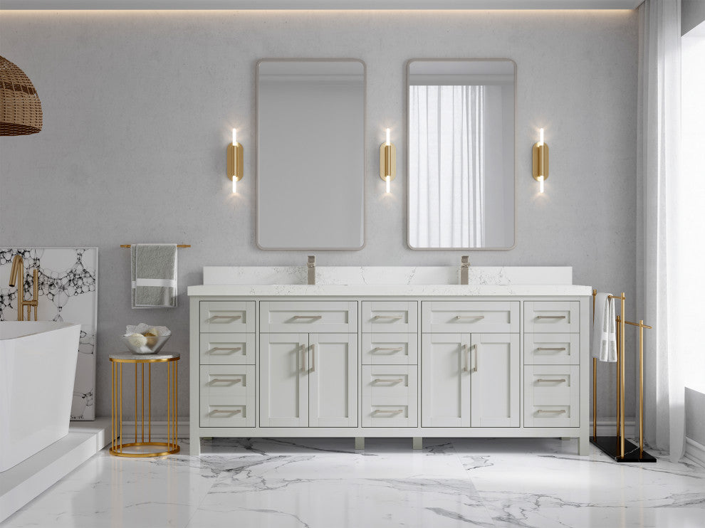 Cambridge 84 Double Sink Bath Vanity in Coventry Gray, 2" Empira White Top