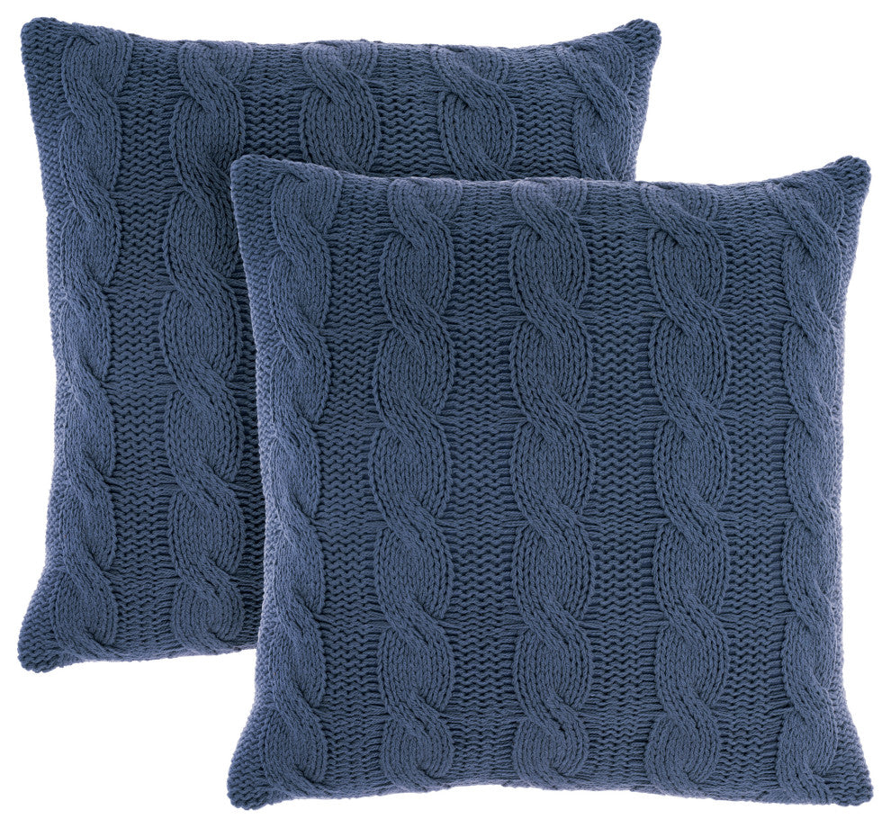 Nourison Home 18"x18" Mina Victory Cotton Knitted 2Pack Navy Throw Pillows