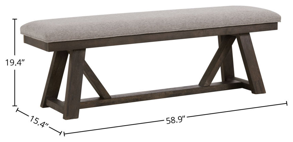 Hearst Backless Bench With Cushion Seat, Reclaimed Chevron
