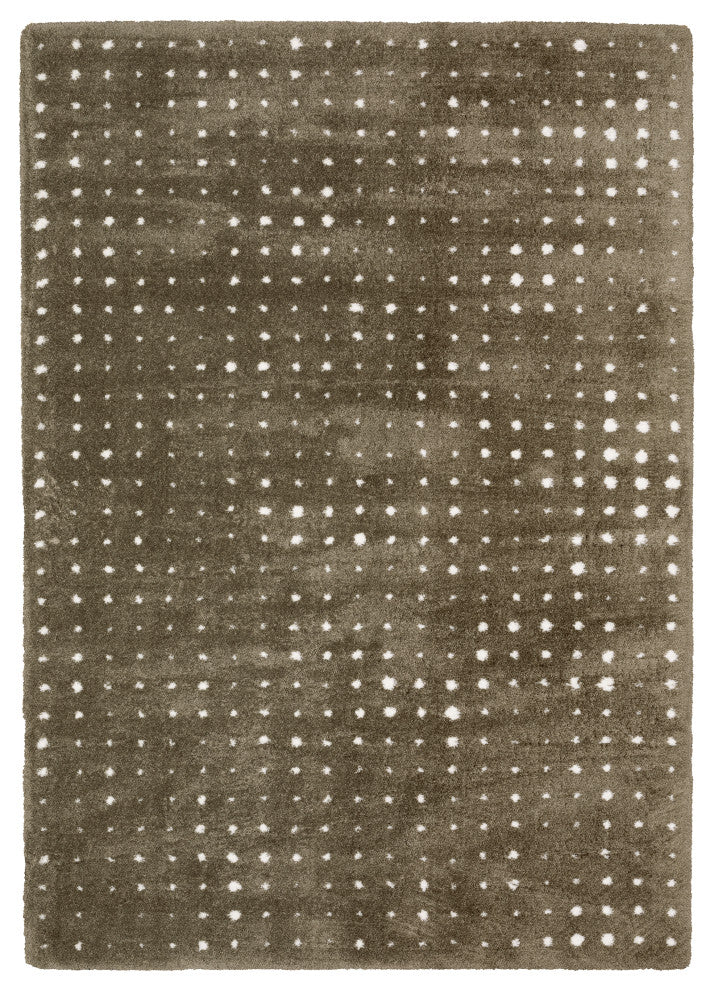 Greer Transitional Geo Dots Mink Brown/ Ivory Area Rug, 6'7" x 9'6"
