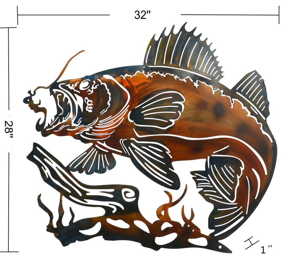 Laser Cut and Heat Colored-Metal Wall Art-Fish-32" x 28"