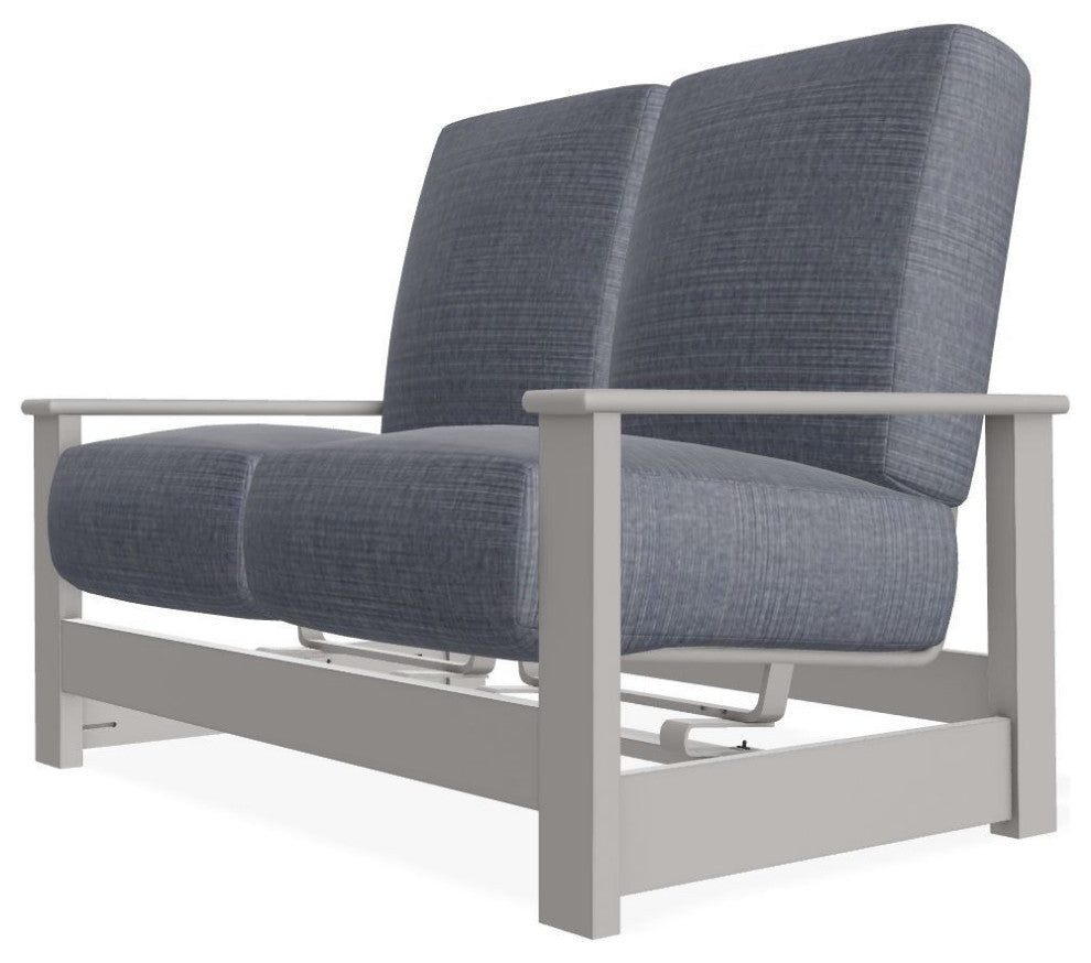 Leeward Deep Seat Outdoor Loveseat with Hidden Motion, Proven Denim/Warm Gray