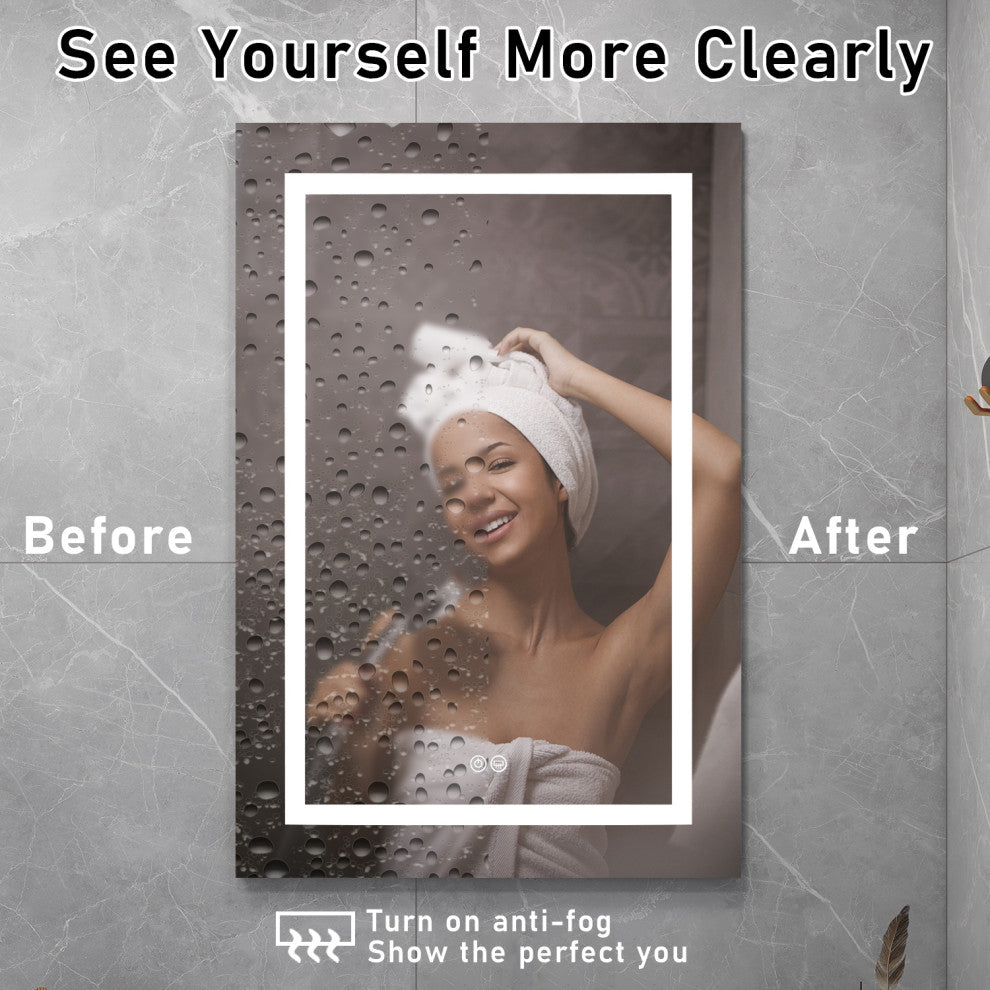 Recessed or Surface Mount Frameless Medicine Cabinet W/ LED Light & 2 Mirrors, Right Door