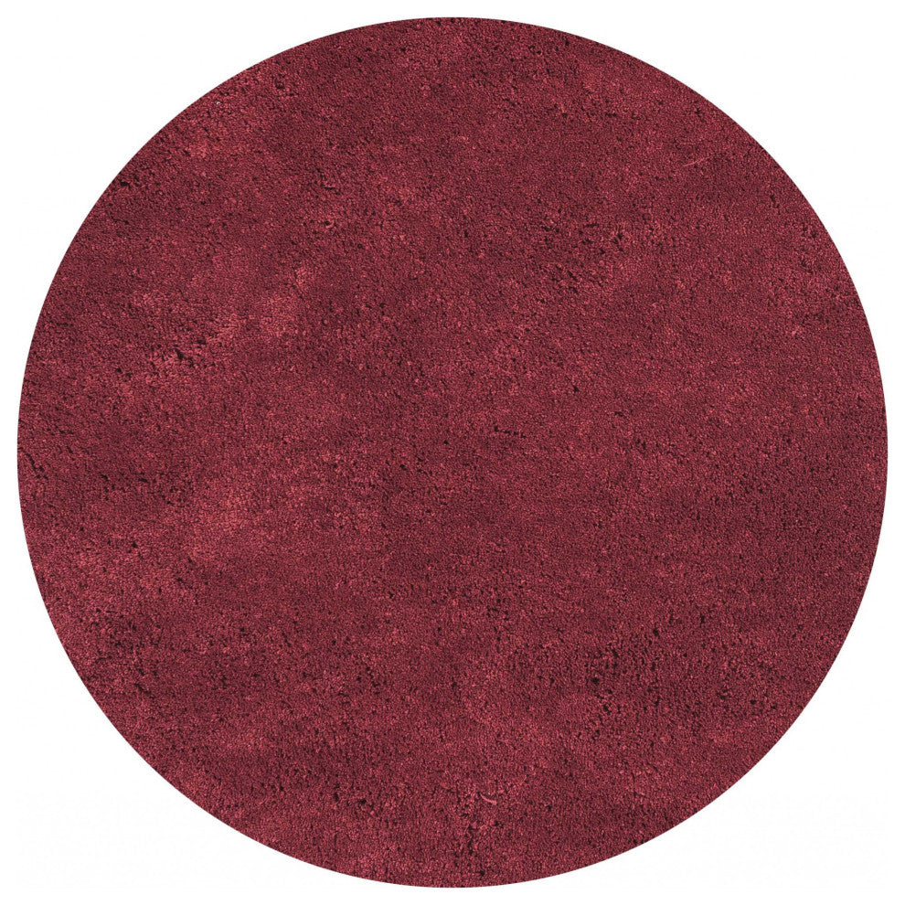 HomeRoots 6' Round Polyester Red Area Rug