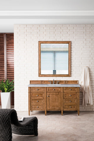 Brittany 60" Saddle Brown Single Vanity w/ 3 CM Arctic Fall Solid Surface Top