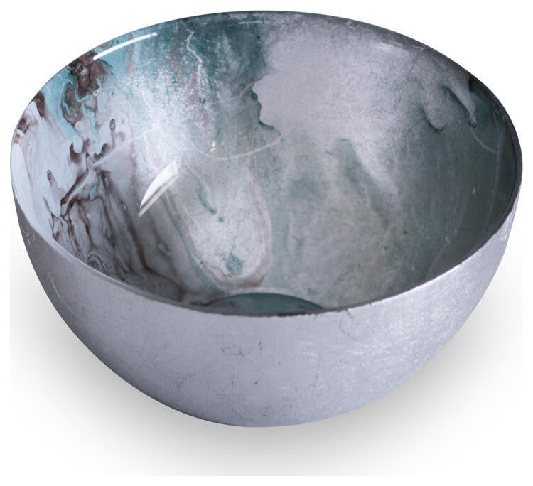 Beatriz Ball New Orleans Glass Light Teal Silver Foil, Small Bowl