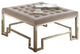 Beige Fabric Ottoman, Beige and Champagne
