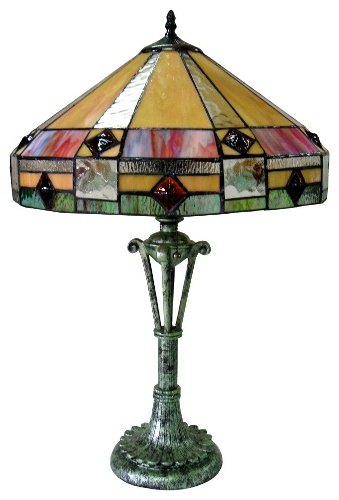 RIDLEY, Tiffany-style 2 Light Mission Table Lamp, 18" Shade