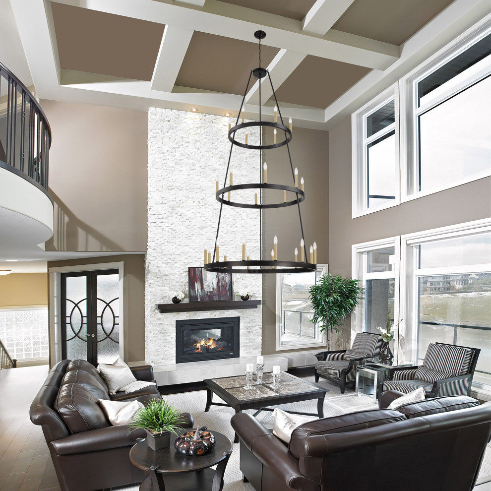 26-Light Candle Style Wagon Wheel Chandelier