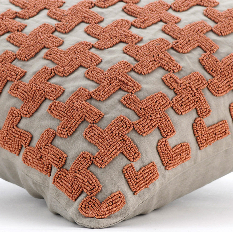 Orange Decorative Pillow Covers 24"x24" Silk, Brick on Brick