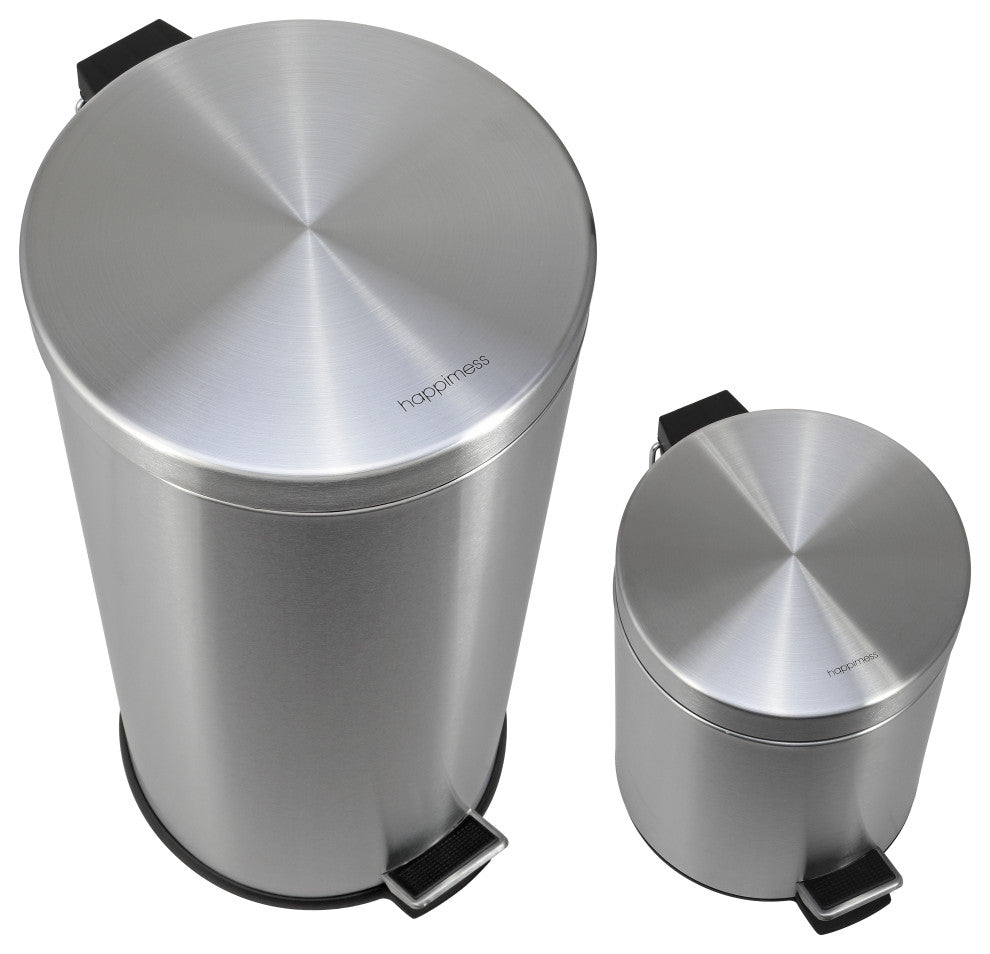 Oscar 8-Gallon Step-Open Trash Can With Mini Trash Can, Stainless Steel