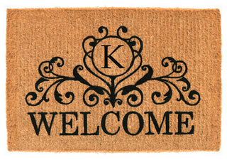 Kingston Welcome Doormat, 18"x30"x1.5", Letter K