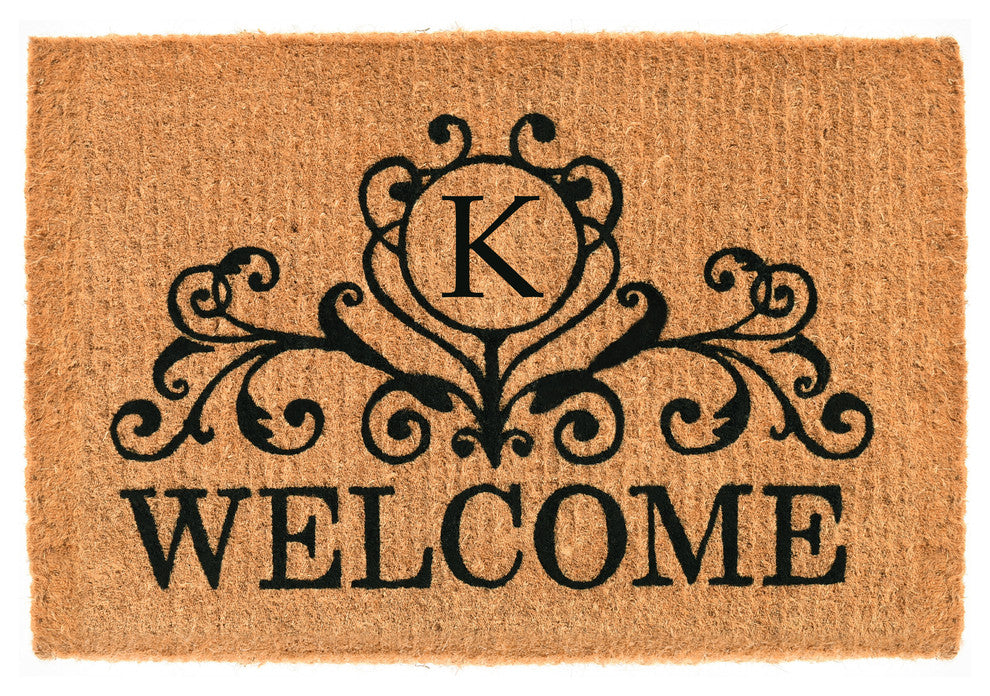 Kingston Welcome Doormat, 18"x30"x1.5", Letter K