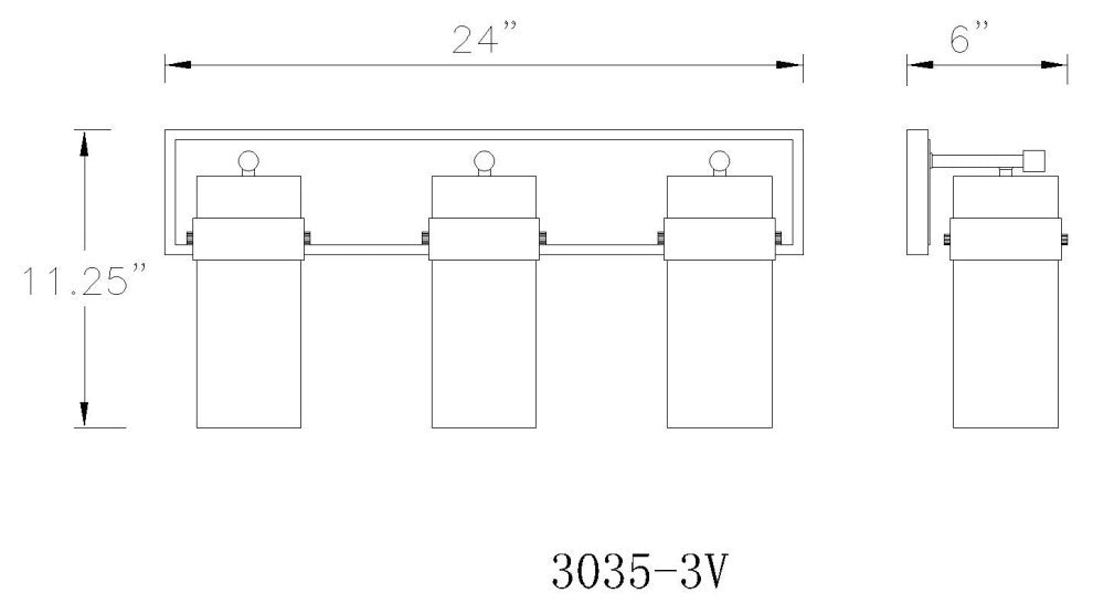 Zlite 3035-3V-BN 3-Light Vanity, Clear