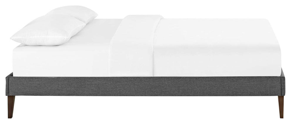Gray Tessie King Fabric Bed Frame with Squared Tapered Legs