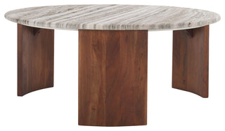 Safavieh Couture Dannica Marble Top Coffee Table, Walnut/Grey