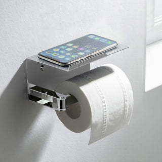 Deco Toilet Paper Holder With Shelf, Chrome