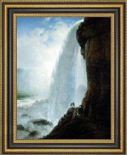 Ferdinand Richardt Underneath Niagara Falls Framed Premium Canvas Print, 18"x24"