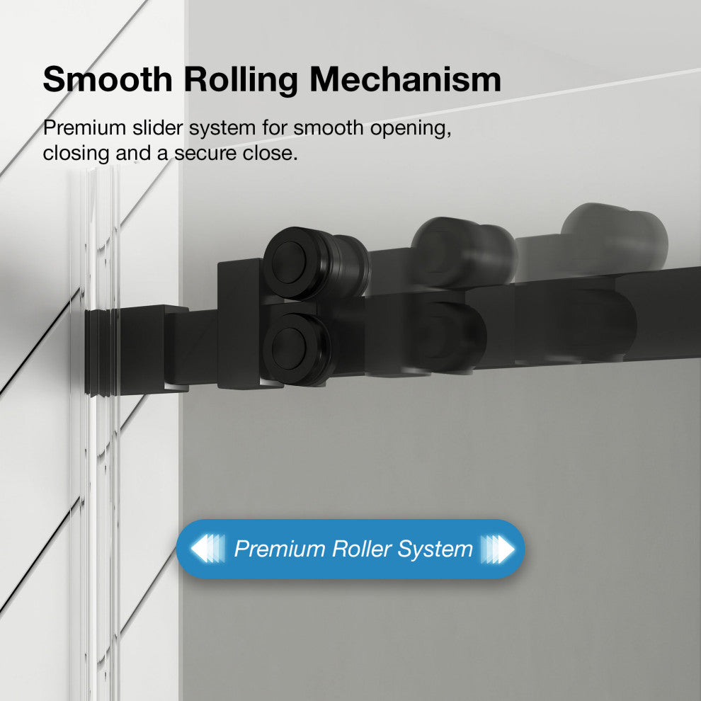 Selby Frameless Sliding Clear Alcove Shower Door, Black, 48"