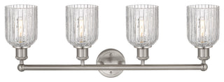 Edison-Bridal Veil 4-Light 32" Bath Vanity Light, Brushed Satin Nickel, Clear