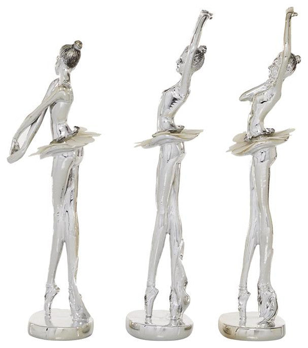 Silver Polystone Glam Dancer Sculptuer, Set of 3
