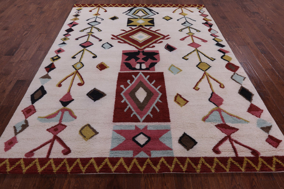 8' 2" X 9' 10" Handmade Moroccan Wool Rug Q9274