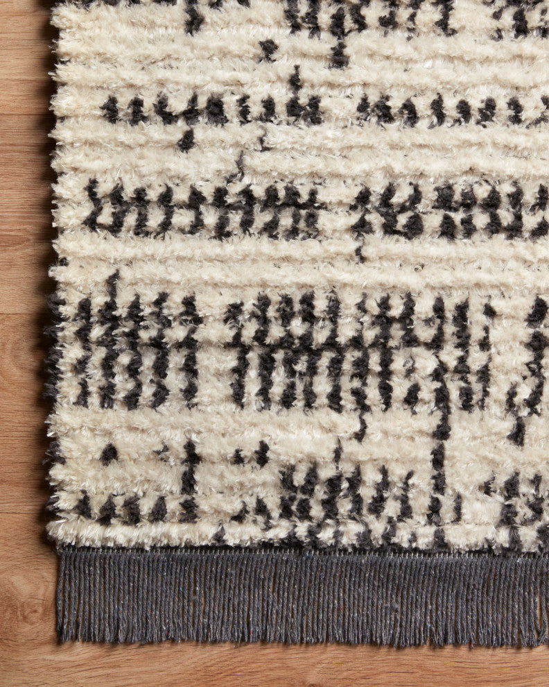 Chris Loves Julia x Loloi Alice Cream/Charcoal 2'-7" x 12'-0" Area Rug