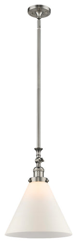 X-Large Cone 1-Light Mini Pendant, Brushed Satin Nickel, Matte White