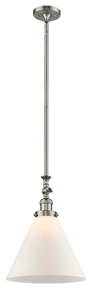 X-Large Cone 1-Light Mini Pendant, Brushed Satin Nickel, Matte White