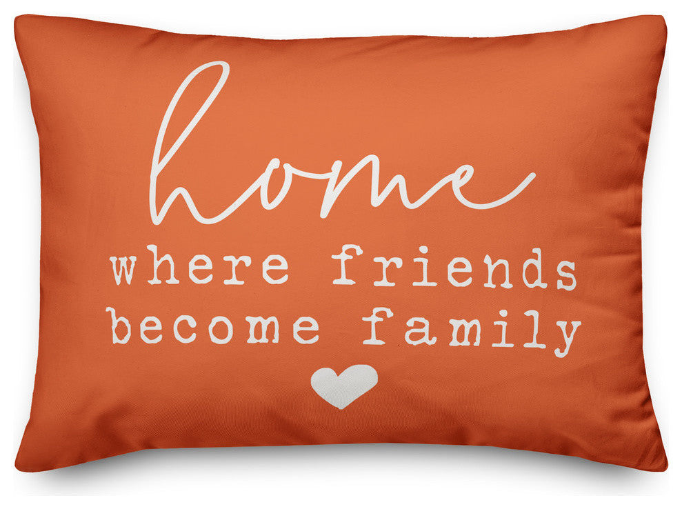 Home Where Friends Become Family Outdoor Lumbar Pillow